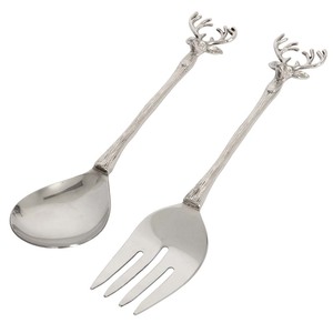 Juego de cuchara y tenedores chapados en oro mate para boda, servidor de ensaladas con mango plano grueso dorado de diseño - Product Image 3