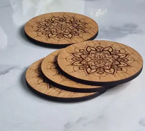 Dessous de verre en bois gravé au Laser décoration de Table boisson caboteur ensemble noyer caboteur décor à la maison décor de Table cuisine - Product Image 3