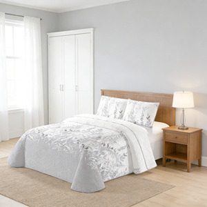 Copriletto Estivo Classico Bouti con Stampa Floreale, 100% Poliestere Lavabile, per Letti da 90-180 cm e Uso Interstagionale - Product Image 3