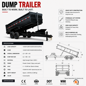 Remorque hydraulique à haute capacité <span class=keywords><strong>de</strong></span> charge OEM pour le transport <span class=keywords><strong>de</strong></span> gravier, <span class=keywords><strong>de</strong></span> sable et <span class=keywords><strong>de</strong></span> terre - Product Image 5