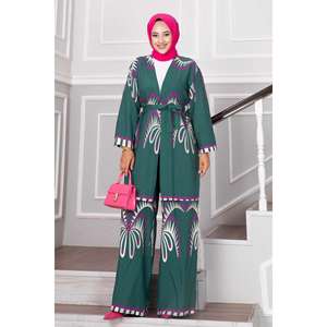 Traje de 2 piezas de viscosa estampado de Palma caqui - Product Image 4