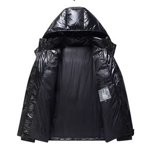 Manteau d'hiver en duvet d'extérieur pour hommes avec impression personnalisée de logo Veste matelassée noire à bulles d'air Vente en gros - Product Image 5
