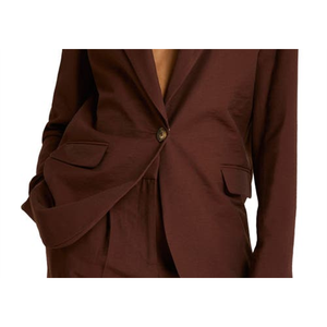 Blazer in velluto a coste River Island marrone scuro, taglia US 6, doppiopetto, chiusura a bottone singolo, tinta unita con ricamo - Product Image 3