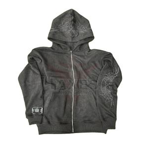 High Quality Custom logo <b>Zip</b> <b>up</b> Acid Wash Vintage Casual Street Wear Oversized <b>Crop</b> Printing <b>Hoodies</b> Men - Product Image 1