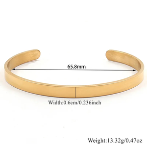 Hot Selling <b>Men</b> Fashion Glossy Open <b>Bracelet</b> Bangle Real Gold Plating C Shaped Cuff Bangles <b>Stainless</b> <b>Steel</b> - Product Image 6