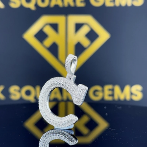 Pendentif lettre initiale VVS Moissanite en argent sterling 925, pendentif nom initial pour homme, pendentif cadeau lettre C Moissanite - Product Image 4