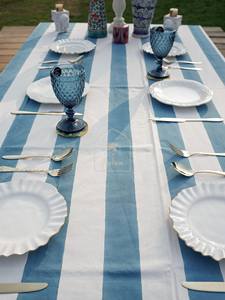 Indian Hand Block Printed <b>Tablecloth</b>, blue block print table cloths, floor length rectangle blue toile <b>tablecloth</b>, blue cover - Product Image 5