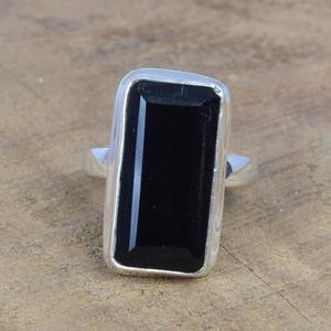 Anillo de estilo bohemio con piedra preciosa de ónix negro natural, Plata de Ley 925 sólida, joyería hecha a mano, chapado en rodio, características de sello 925 - Product Image 5
