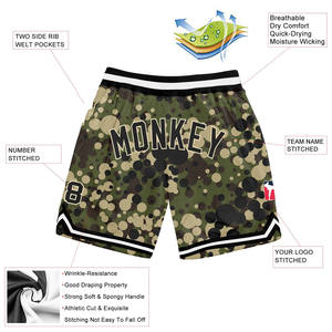 Short de basket-ball OEM authentique en polyester de haute qualité camouflage personnalisé noir-beige sublimation impression camouflage mi-haute visibilité - Product Image 2