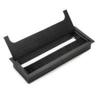 Emuca Pasacables Rectangular de Aluminio Pintado en Negro 269x80mm para Mesa Cuadrada, para Empotrar, Fabricado en España, Modelo 5012414