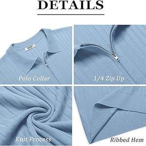 Camisas de Golf con cremallera personalizadas de alta calidad para hombre, manga corta, cuello transpirable, cuello bordado, antiarrugas, informales para polos - Product Image 5