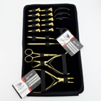 Kit d'extension de cils Lucky Lash Tools en acier inoxydable chirurgical de haute qualité, kit de perles et crochets à boucle pour extensions de cheveux I-Tip en plasma doré