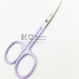 Petits ciseaux personnalisés couleur violette enduits ciseaux pointus ciseaux professionnels incurvés durables en acier inoxydable logo personnalisé - Product Image 6