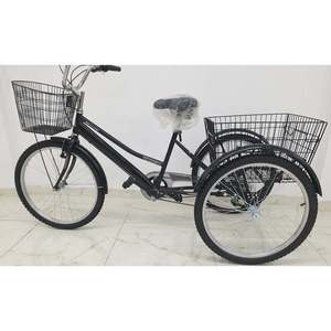 Vélo cargo à trois roues Dorello 2960 à une vitesse, noir, avec fourche en aluminium et panier - Product Image 3