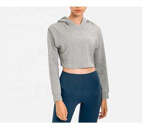 Custom Wholesale Long Sleeve Ladies Women <b>Crop</b> <b>Top</b> Hoodies <b>Crop</b> Hoodies for Women with Custom logo - Product Image 4