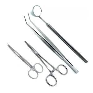 Configuración de bandeja de extracción de sutura dental Manual de acero inoxidable Juego de instrumentos Premium de 4 reutilizables Autoclavables - Product Image 1