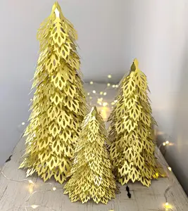 金色激光切割树叶设计大型圣诞树顶级品质金属圣诞树奢华设计手工制作