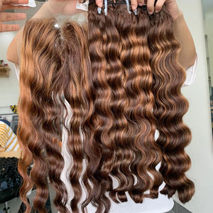 Extensiones de cabello humano de cabello Remy vietnamita ondulado de océano de trama doble enredo y desprendimiento gratis para tejer - Product Image 1