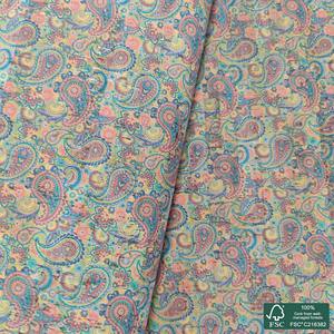 Tissu en liège naturel imprimé paisley, vente chaude, tissu fantaisie paisley de créateur, 100% polyester, séchage rapide, doublure de costume, manteau - Product Image 1
