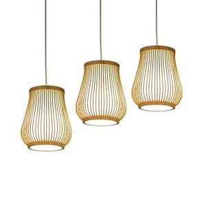 Natural Rustic Asian Bamboo <b>Wicker</b> Round Suspension Chandelier Lamp for Home Office Handicrafts - Product Image 2