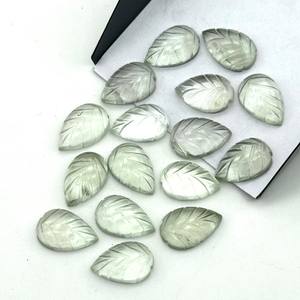 Cuentas de Piedras Preciosas de Amatista Verde en Forma de Hoja Talladas a Mano, Dijes de Joyería de 14 mm - Product Image 2