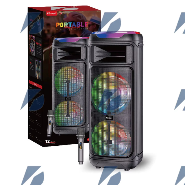 KTS-2146 KBroad Outdoor Party Speaker BT Wireless Double 12inch USB&TF&AUX Built-in Mic Battery [Choice]