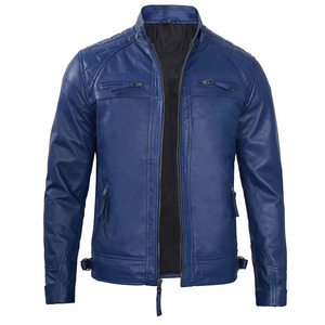 High Quality Fashion Leather <b>Jacket</b> 2025 Custom Logo Genuine Leather <b>Jacket</b> Men Long Sleeve Slim Fit <b>Patchwork</b> <b>jacket</b> for men - Product Image 4