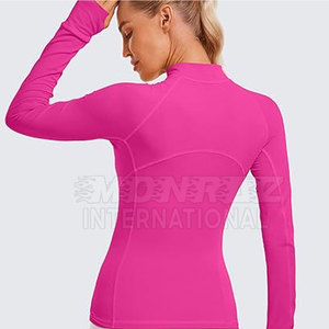 Alta calidad precio barato mujeres media cremallera camisa camuflaje peso ligero mujeres camisas de compresión - Product Image 5