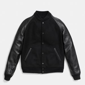 Nouvelle veste universitaire en coton/laine pour hommes, service OEM, personnalisable, vente en gros, séchage rapide, respirante, décontractée, col montant, logo sur le devant - Product Image 5