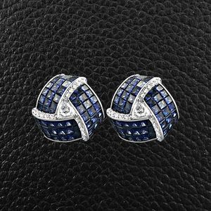 Classic Blue Lab Grown Diamond <b>Earring</b> 925 Sterling Silver Plated IGI Certified Graduation Wear <b>Cute</b> Design - Product Image 1