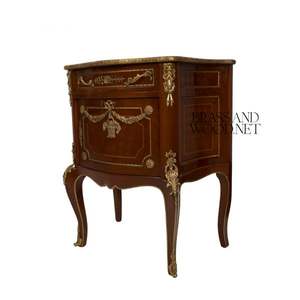 Luxury <b>Wooden</b> Bedside Cabinet with Brass Ornaments Classic Curved Design Elegant Legs and Premium European Craftsmanship - Product Image 5