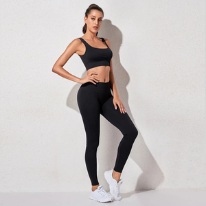 Leggings de Yoga sans couture pour femmes ensemble pantalon d'entraînement de Fitness Offre Spéciale soutien-gorge de sport athlétique côtelé Scrunch bout à bout Gym court solide Yoga - Product Image 1