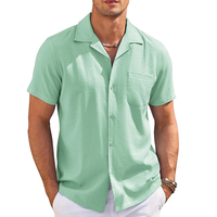 T-shirt décontracté à manches mi-longues en tricot gaufré pour hommes, design léger et confortable, tissu respirant 100% coton pour tous les jours
