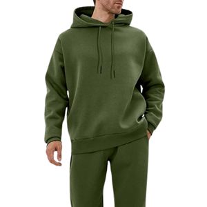 ชุดเสื้อนอกสวมหัวขนแกะระบายอากาศได้ดี2ชิ้นสำหรับผู้ชายเสื้อกันหนาวแบบสวมหัวมีฮู้ดผ้าทอเครื่องแต่งกายจ๊อกกิ้ง - Product Image 2