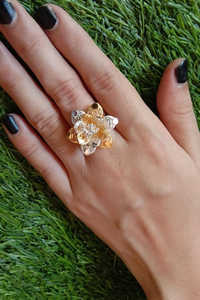 Modern Dual Tone Silver Filigree Handmade Fashion Ring Classic Accessory with <b>Lotus</b> Design High Grade Lining New - Product Image 4