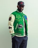 Veste universitaire décontractée en laine verte unie, coupe-vent, avec manches en cuir véritable, respirante, chauffante, grandes tailles