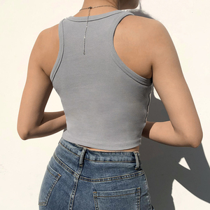 Custom Logo Sexy Ladies Cotton Diamond Halter Tube Crop Ribbed tank <b>Top</b> Women Custom Made Women Tank <b>Top</b> - Product Image 2