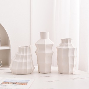 Keramikvase Kunstblumengefäß Keramikdekoration Wohnungsdekoration Einzigartige Neuartige Vase Nordische Gestreifte Keramikblumenvase Ornament - Product Image 3
