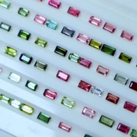 Tourmaline naturelle polie, taille baguette 3x5, pierre précieuse en vrac multicolore avec jeu de couleurs pour la fabrication de bijoux