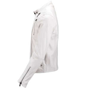 High Quality Men's Pearl White Genuine Leather Motorbike <b>Racing</b> <b>Jacket</b> Handmade Waterproof OEM Custom-Made Wholesale Low MOQ - Product Image 4