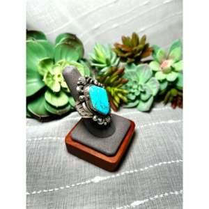 Bague Albert Jake en turquoise Kingman de haute qualité et argent sterling avec sertissage clos, taille 8, pour usage quotidien - Product Image 2