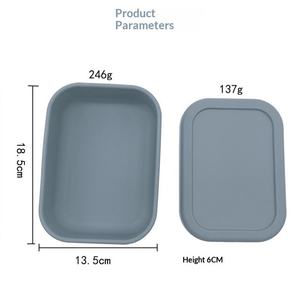 Stock Silicone Portable Rectangle <b>Lunch</b> <b>Box</b> Large Capacity No Compartment Bento <b>Box</b> Microwave Safe Student Use - Product Image 1
