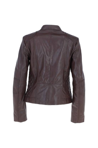 Chaqueta de Cuero Vacuno para Mujer, Invierno 2025, Corta, Ajustada, Estilo Motero, Lisa, Teñida, Tejida, Impermeable y Transpirable, Venta al Por Mayor - Product Image 2
