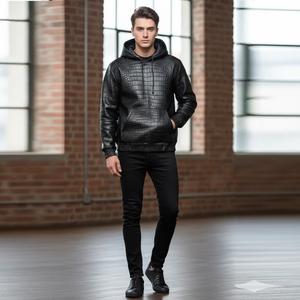 Blouson d'hiver pour homme en peau de mouton véritable sur mesure, effet gaufré, haute qualité, fermeture éclair épaisse, imperméable - Product Image 1