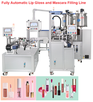 Vollautomatische 24-Stationen Lipgloss- und Mascara-Abfüllmaschine - Roboter-Verschließsystem mit Vorrotation und Vibrationsscheiben-Zuführsystem