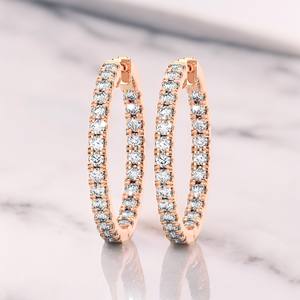Soft Elegance 2.00Ct Round Lab Grown Diamond Hoop Pendientes 14K Rose Gold Out con bisagras al por mayor OEM - Product Image 1