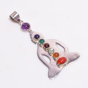 Beautiful 7 Chakra 925 Sterling Silver Classic Pendant Mixed Gemstones Fashion Pendants <b>Charms</b> for Parties Wholesale Available - Product Image 1