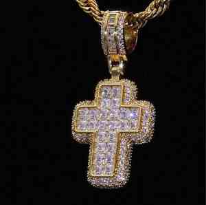 Impresionante novedad, colgante de diseñador, probador de diamantes de paso de oro blanco de 14 quilates, diamantes cultivados en laboratorio de corte redondo, joyería Popular para Unisex - Product Image 3