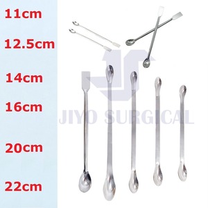 Espátula de acero inoxidable de calidad superior de 14cm Cuchara plana de un extremo para pruebas de laboratorio médico Personalización OEM compatible - Product Image 5