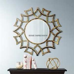 Solid Brass Frame Wall Mirror Large Size Indoor and Outdoor Hotel Wall <b>Decorative</b> Mirror Superior Quality Custom Shape Mirror - Product Image 1